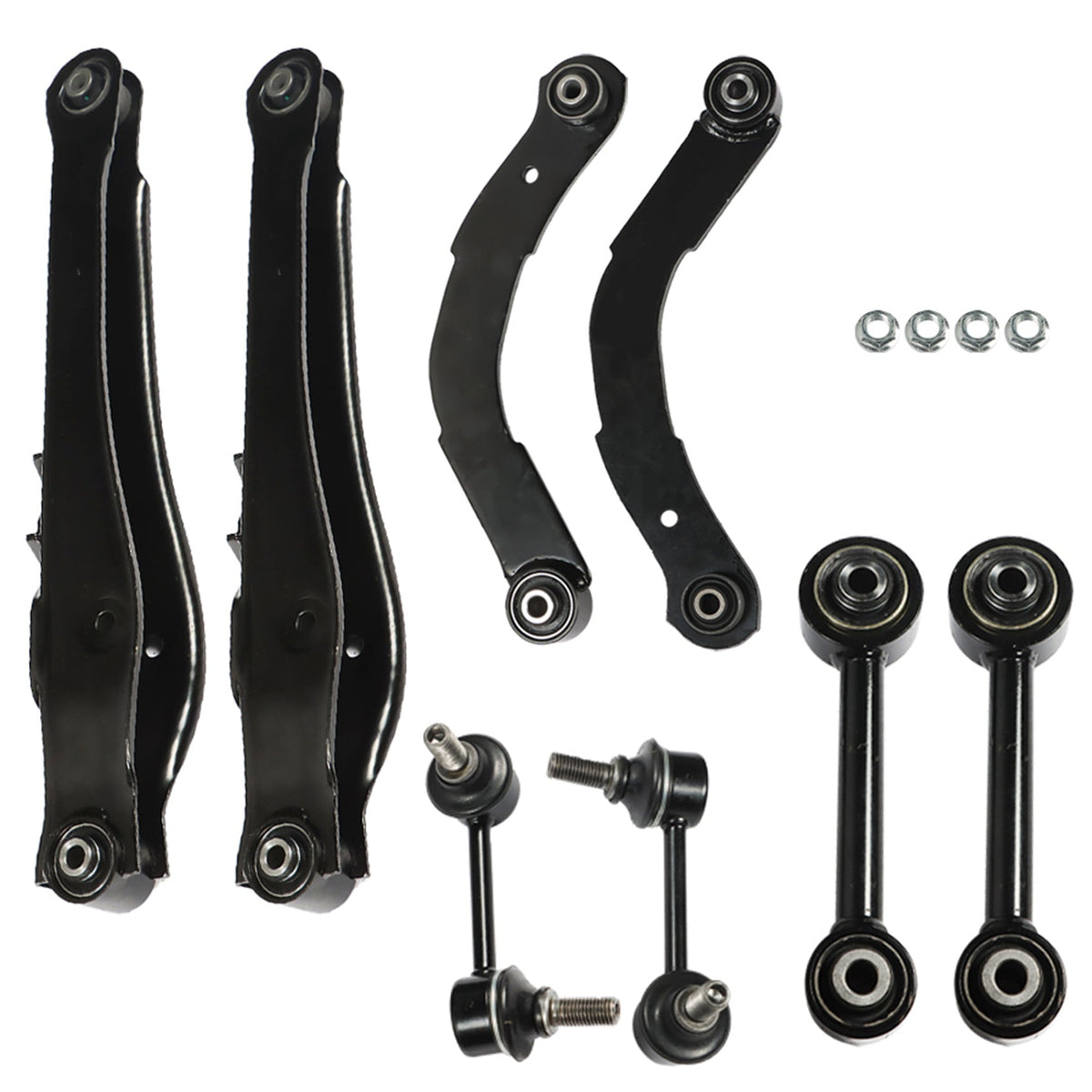 TOPPARTZ 8PC Upper Lower Control Lateral Toe Arms Sway Bar Links Rear Suspension Kit