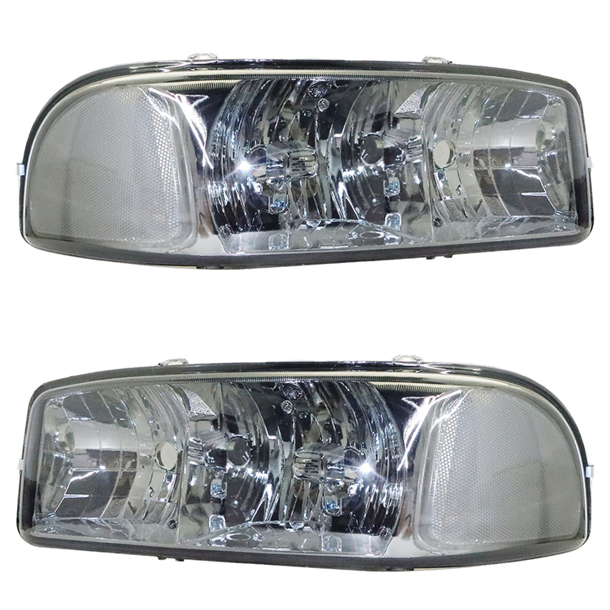 TOPPARTZ RH+LH Headlight&Bumper Lamp For 1999-07 GMC Sierra /Yukon Black Housing Left+Right Side (Passenger & Driver Side)