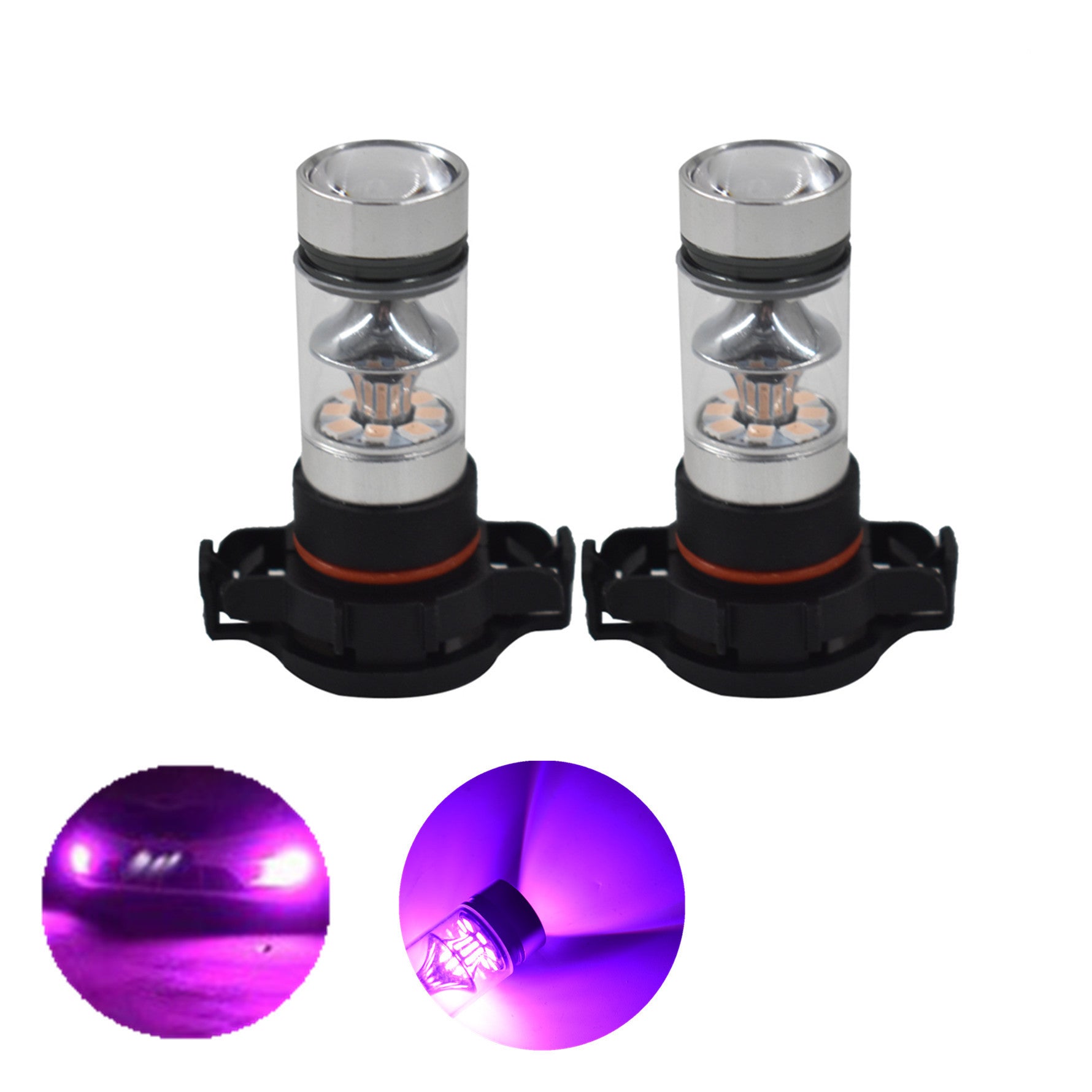 2Pcs 5202 PS24WFF 14000K Purple 100W For  LED Headlight Bulbs Kit Fog Ligh