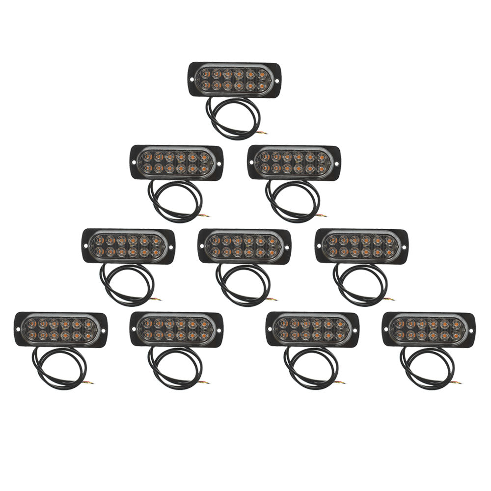 TOPPARTZ 10PCS 12v-24v Amber emergency strobe light LED surface mount flashing emergency warning light for truck car head