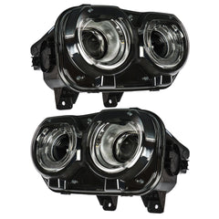 TOPPARTZ Headlamp For 2015-18 Dodge Challenger Black Halogen With LED Right&Left