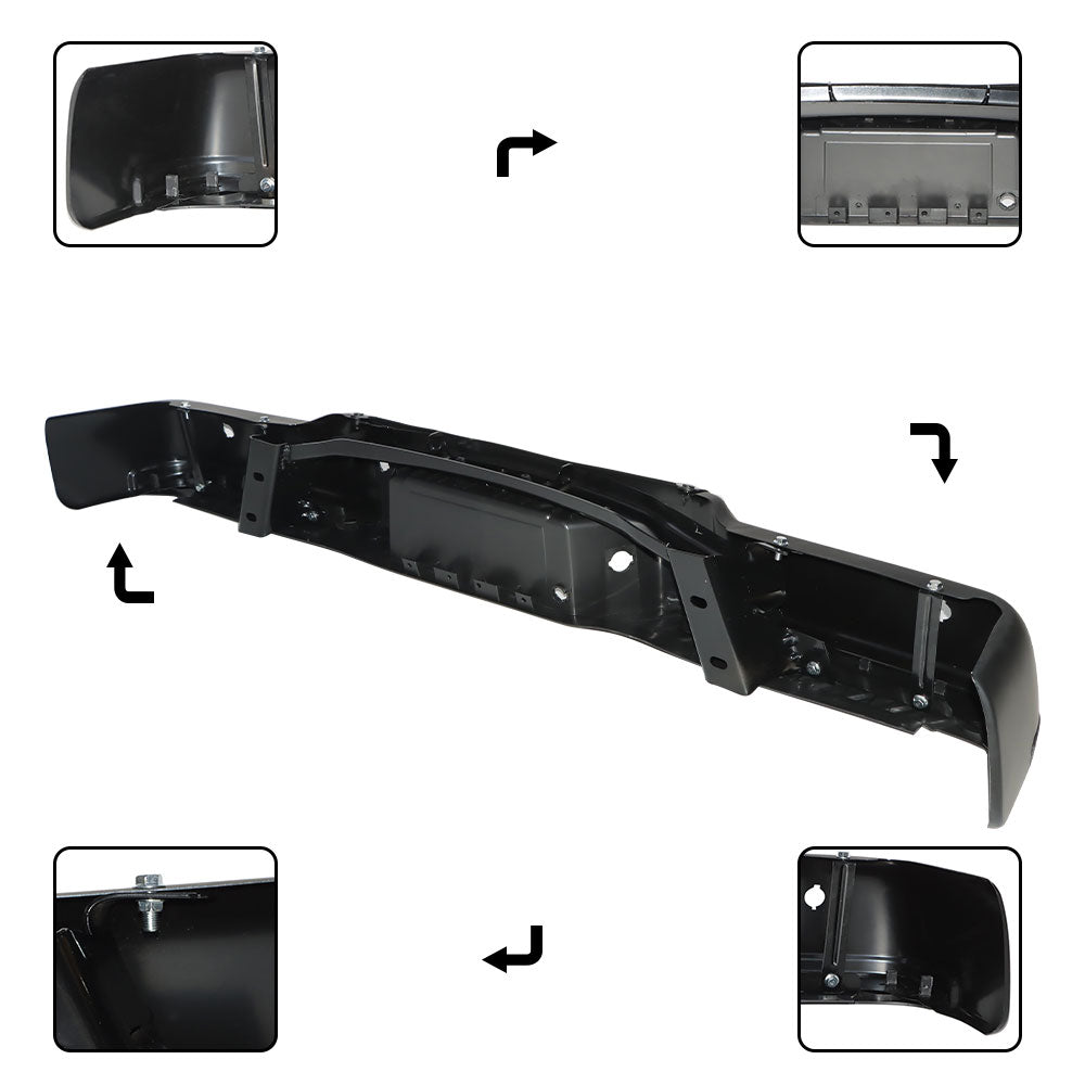 TOPPARTZ Rear Steel Bumper Assembly For 2009-2014 Ford F150 Pickup W/ Park Black