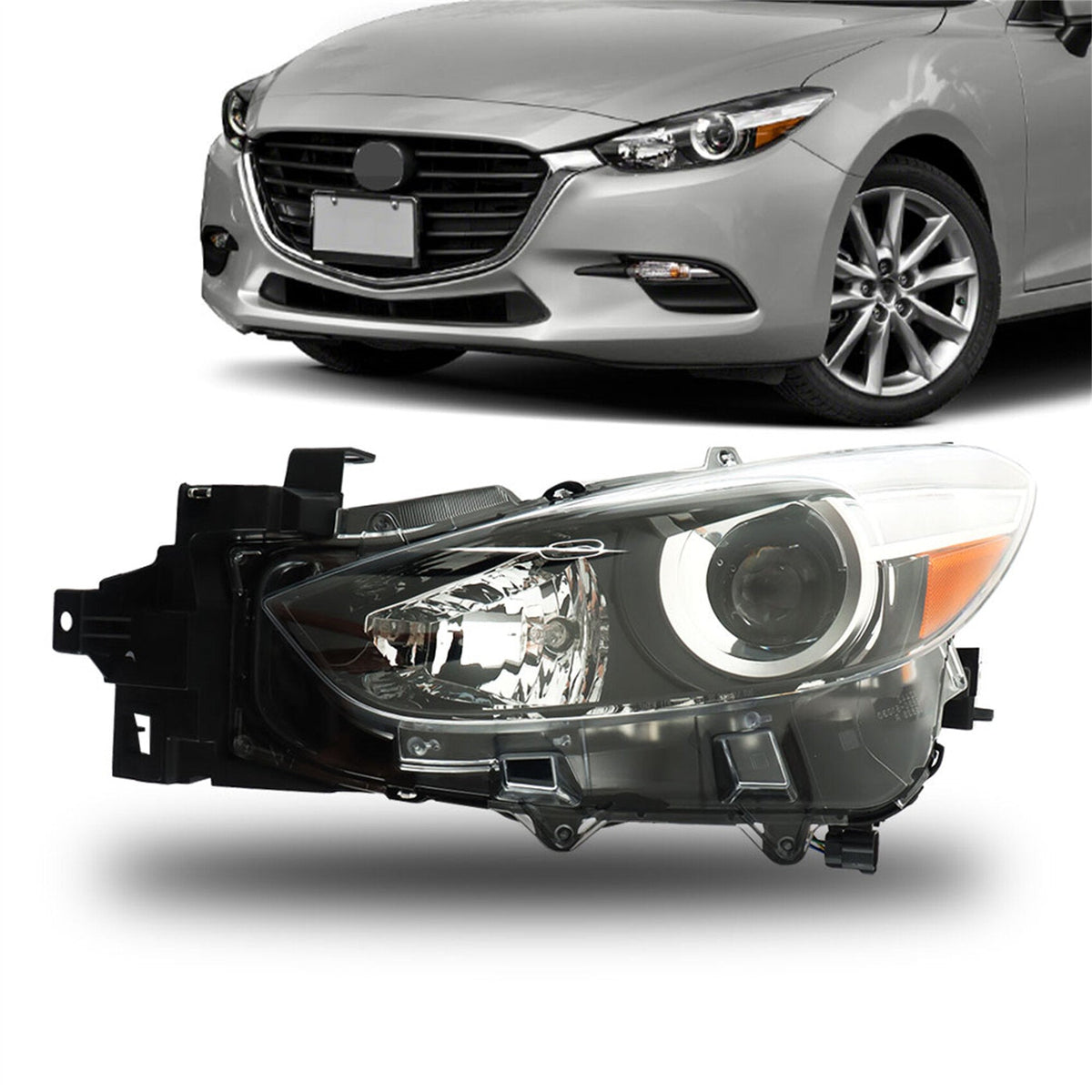 TOPPARTZ Headlight Assembly Replacement for Mazda 3 2017 2018 Model Halogen Projector Headlight Left Set Driver Side