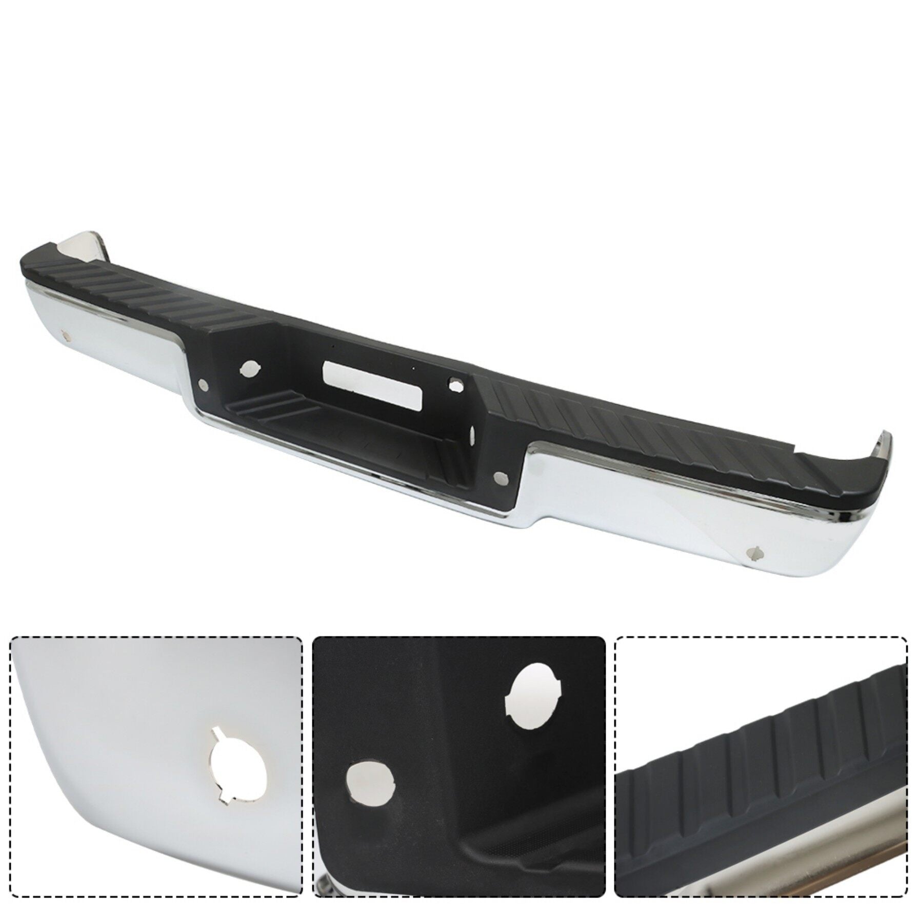 TOPPARTZ Rear Chrome Step Bumper with Rear Object Sensor Assembly Replacement for 2004-2006 F-150 4L3Z17906BA FO1103119
