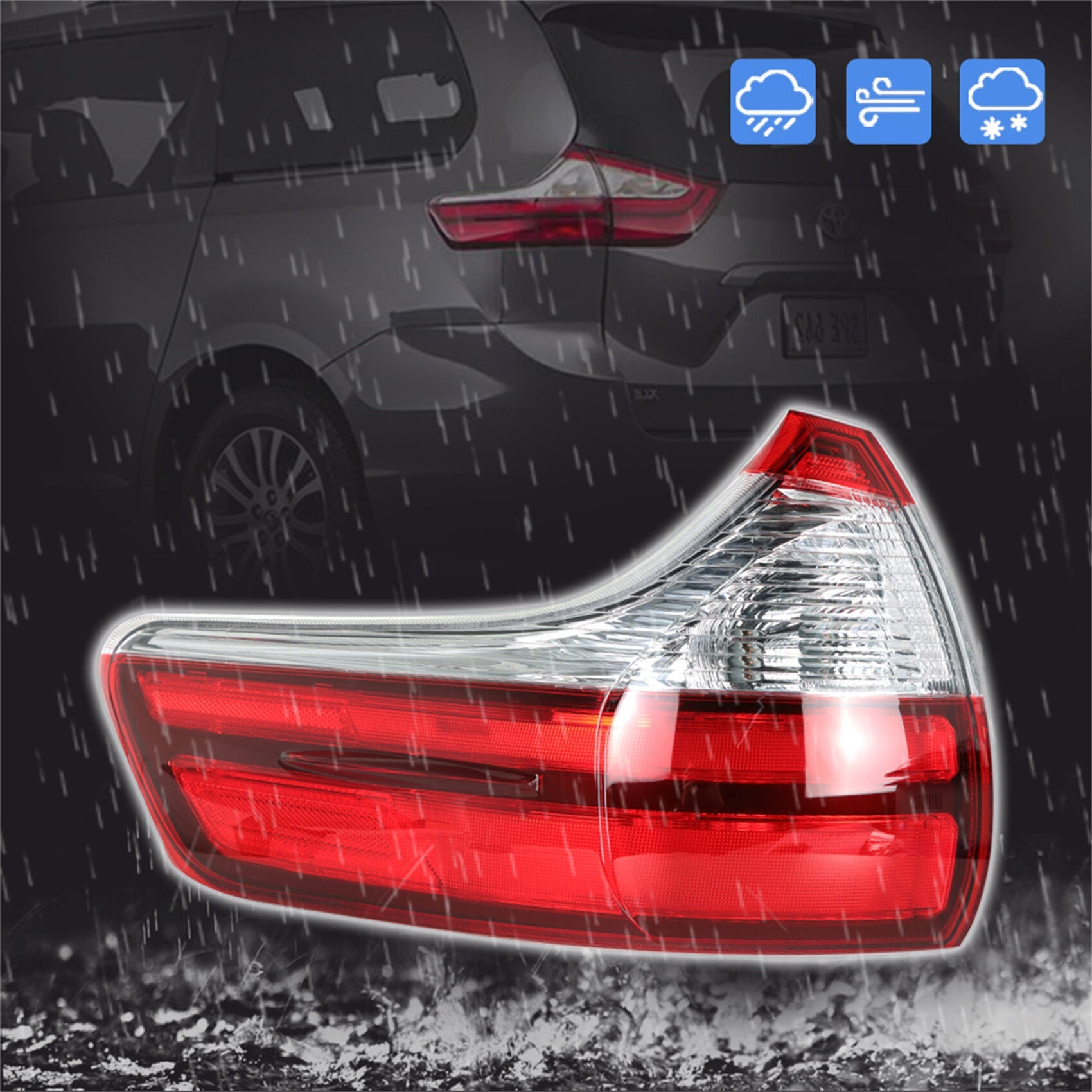 TOPPARTZ Driver Side Outer Tail Light Replacement for 2015-2018 Toyota Sienna Rear Tail Light Brake Lamp Assembly LH Left Side 8156008050 TO2804123