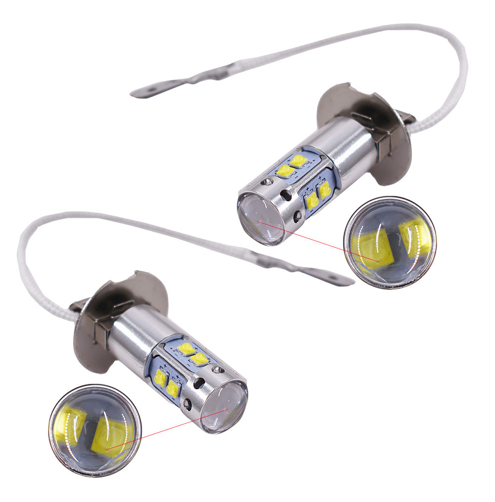 2pcs H3 6000K Super White 100W High Power LED Fog Light Driving Bulb DRL