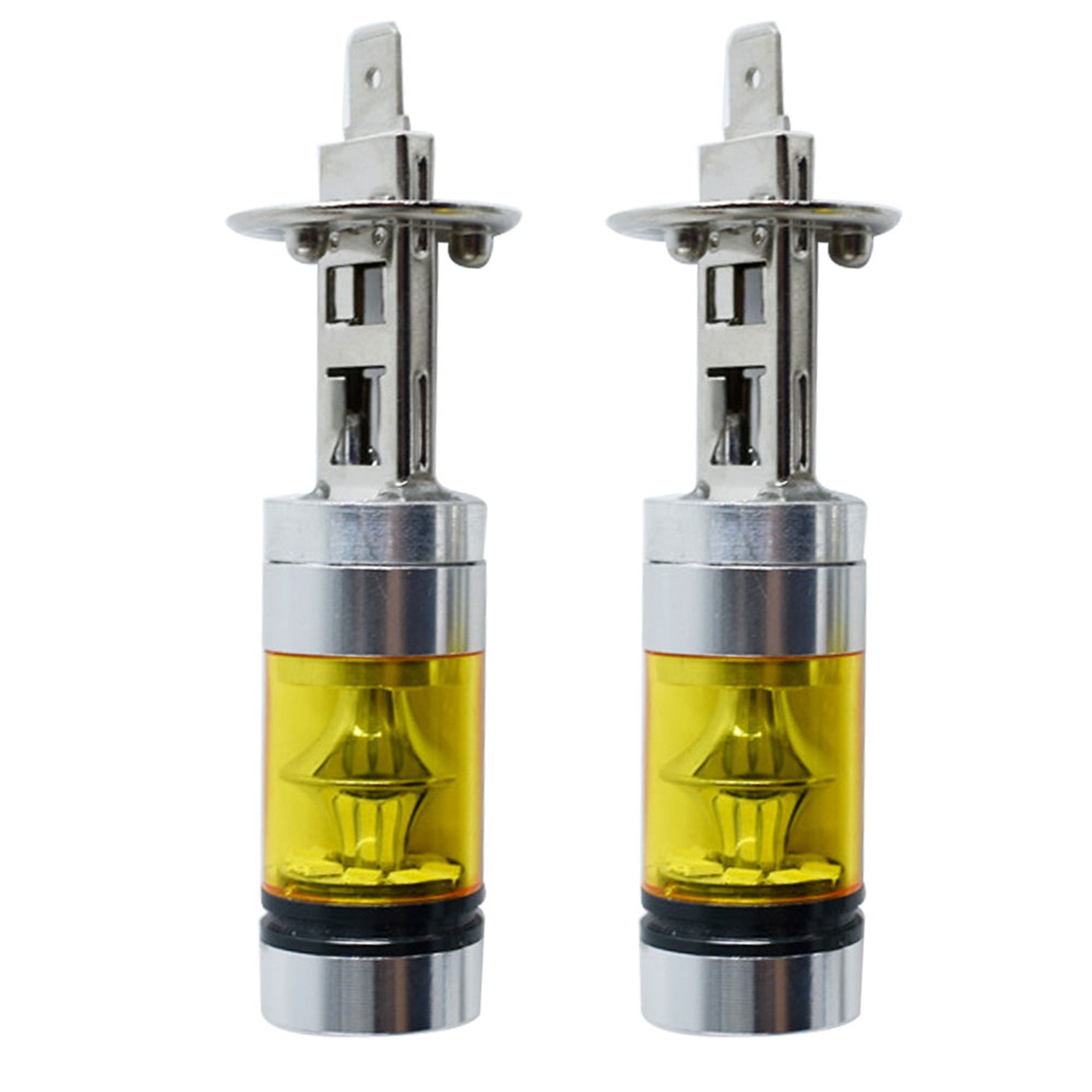 2x H1 4300K YELLOW 20-SMD 100W LED Projector Fog Driving DRL Light Bulbs