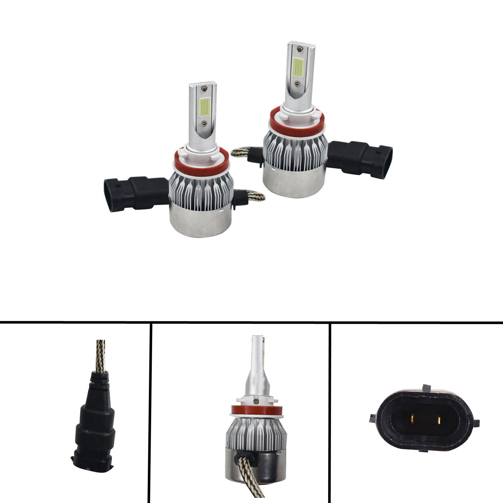 2x H8 H9 H11 H16 8000K Ice Blue  LED Headlight Bulbs Kit High Low Beam