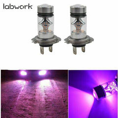 2x Purple 100W LED H7 14000K Headlight Bulbs Kit Fog Driving Light DRL New