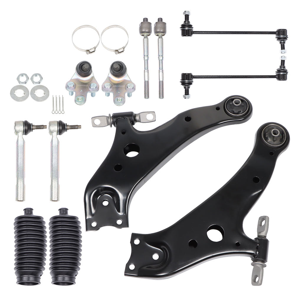 TOPPARTZ 12 Pcs Steering Suspension Kit Control Arms w/Ball Joints Replacement for 2008-2018 Toyota Highlander Venza Lexus