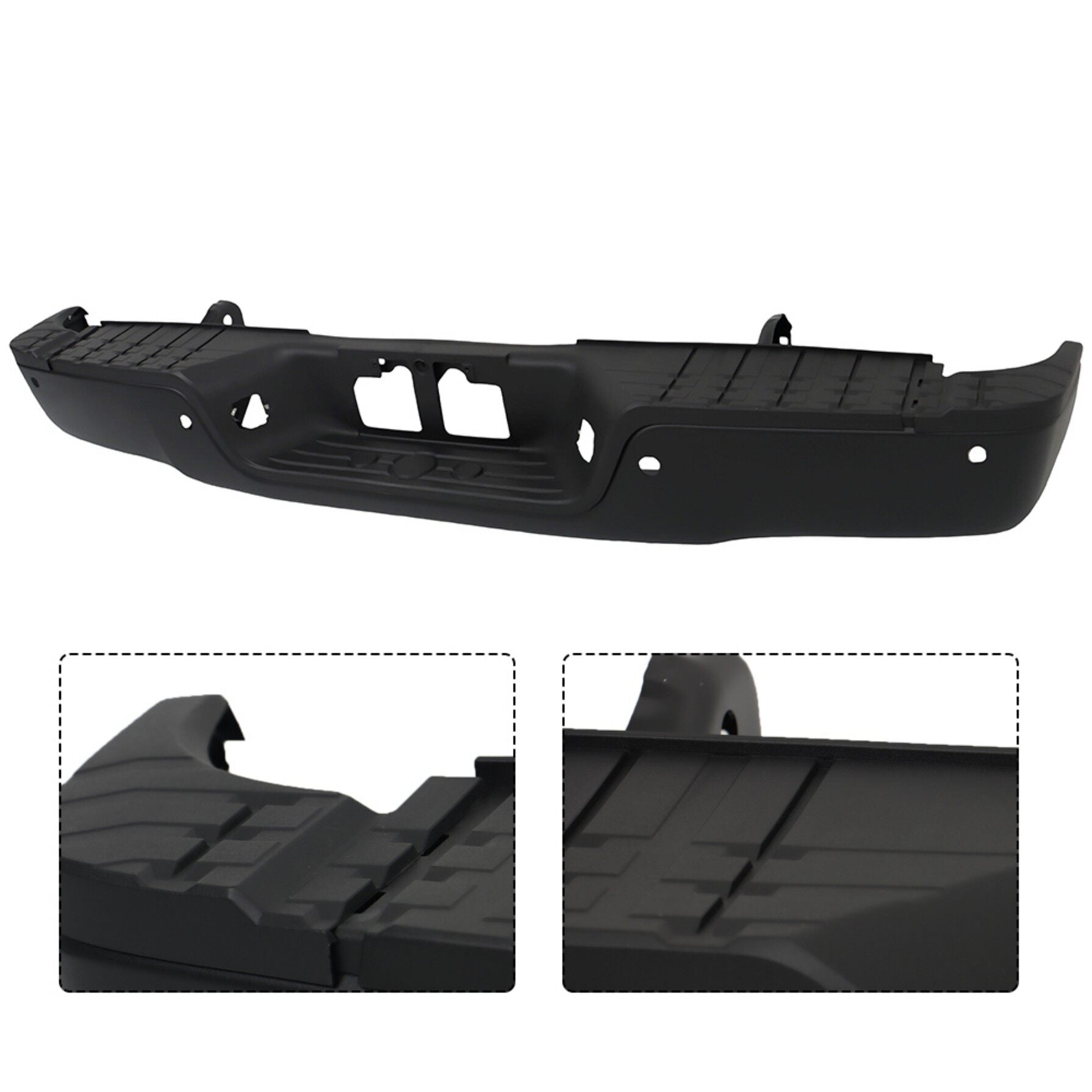 TOPPARTZ Black Rear Step Bumper Replacement for 2007-2013 Toyota Tundra with Parking Aid Sensor Holes