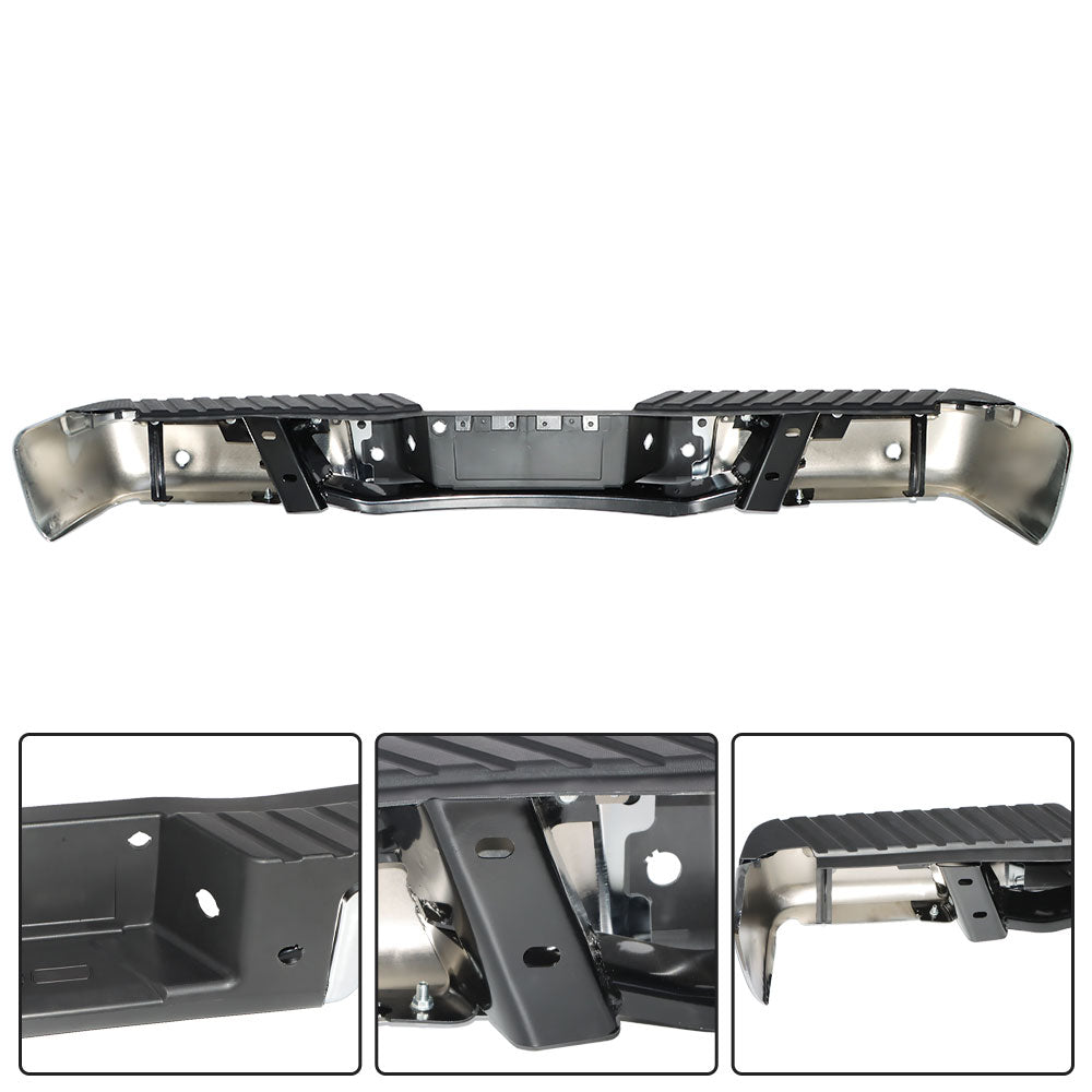 TOPPARTZ Chrome Rear Step Bumper Assembly For 2009-2014 Ford F150 W/Sensor Holes