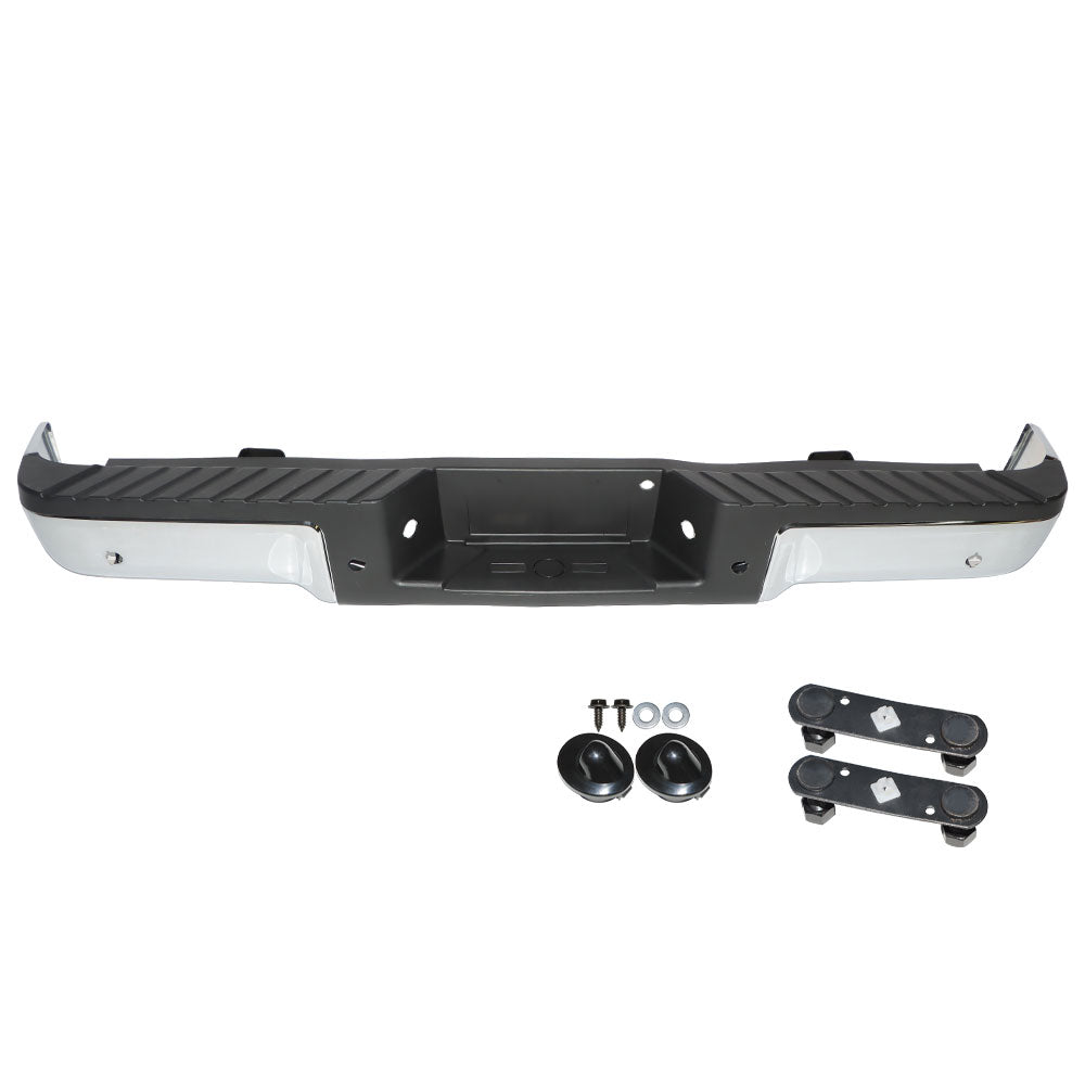 TOPPARTZ Chrome Rear Step Bumper Assembly For 2009-2014 Ford F150 W/Sensor Holes