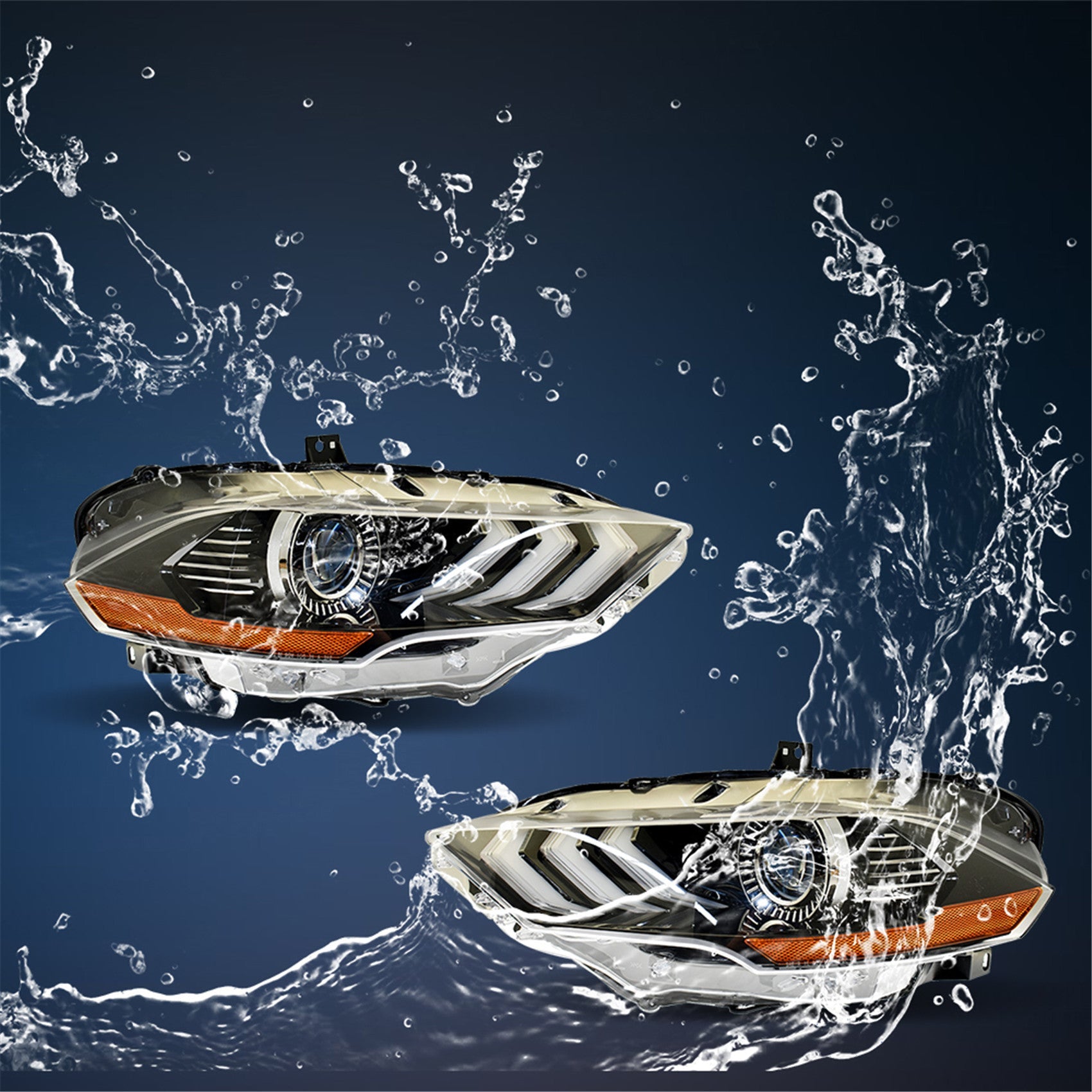 TOPPARTZ Right+Left Headlights For 2018-2020 Ford Mustang LED Clear Lens