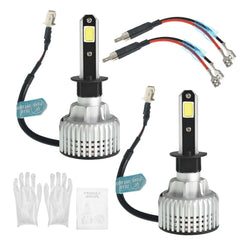 TOPPARTZ H1 LED Headlight Bulbs,72W 10000 Lumens Super Bright 6500K Cool White LED Headlights Conversion Kit,Pack of 2
