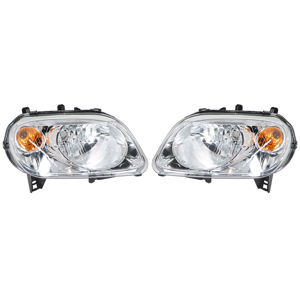 Right+Left Headlights For 2006-2011 Chevy HHR Halogen Chrome Housing Clear Lens