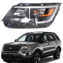 TOPPARTZ Headlight Assembly Replacement for 2016-2018 Ford Explorer Headlamp Left Driver Side Halogen Black Housing Headlight FB5Z13008AD