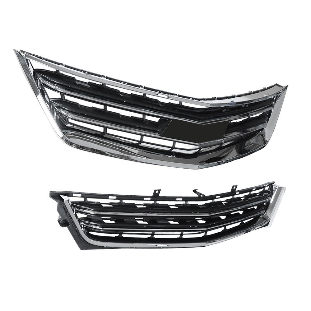 TOPPARTZ Front Grille For 2014-2020 Chevrolet Impala Black Chrome Upper Lower Plastic
