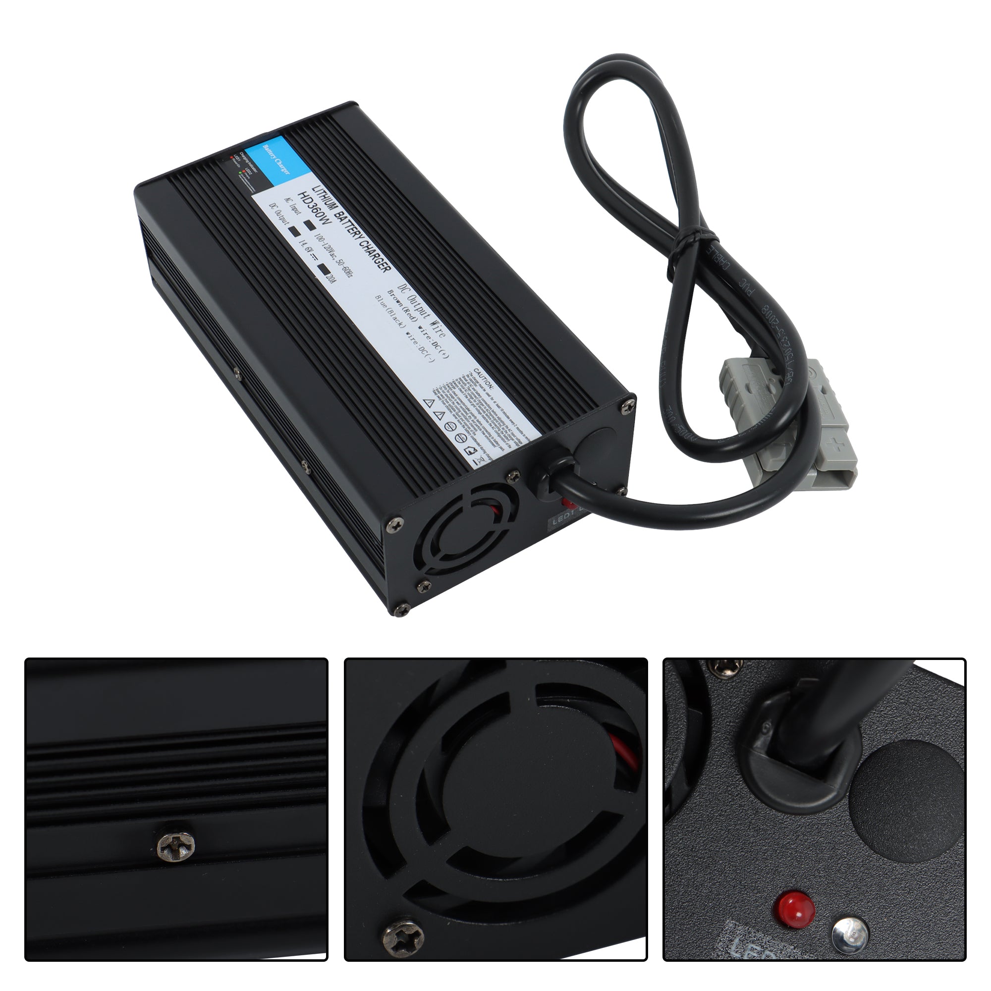 14.6V 20A Smart AC-DC Lithium Battery Charger Fast Charging For 12V LiFePO4