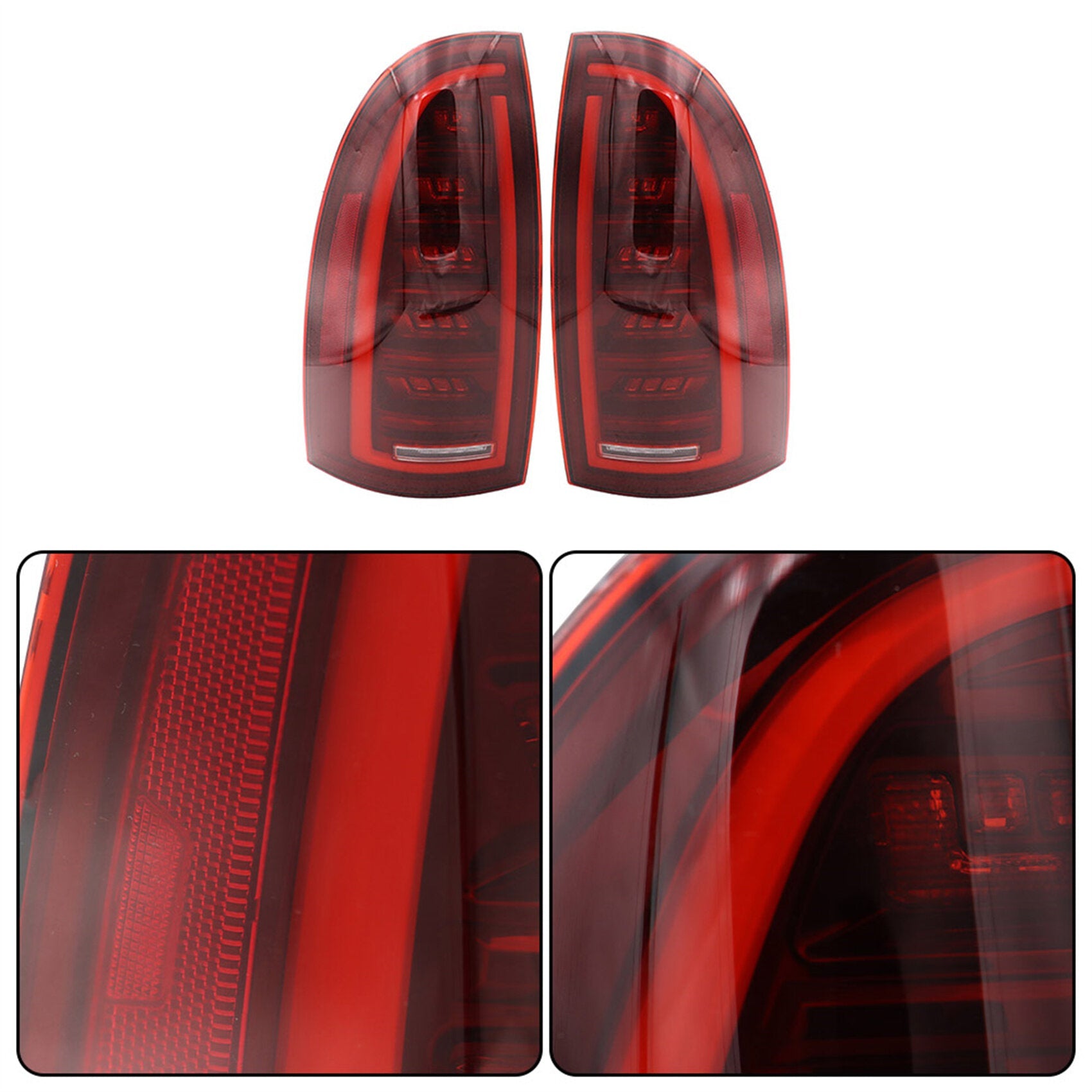 TOPPARTZ 1 Pair Left & Right Side Tube LED Tail Lights Assembly Replacement for 2005-2015 Toyota Tacoma Black