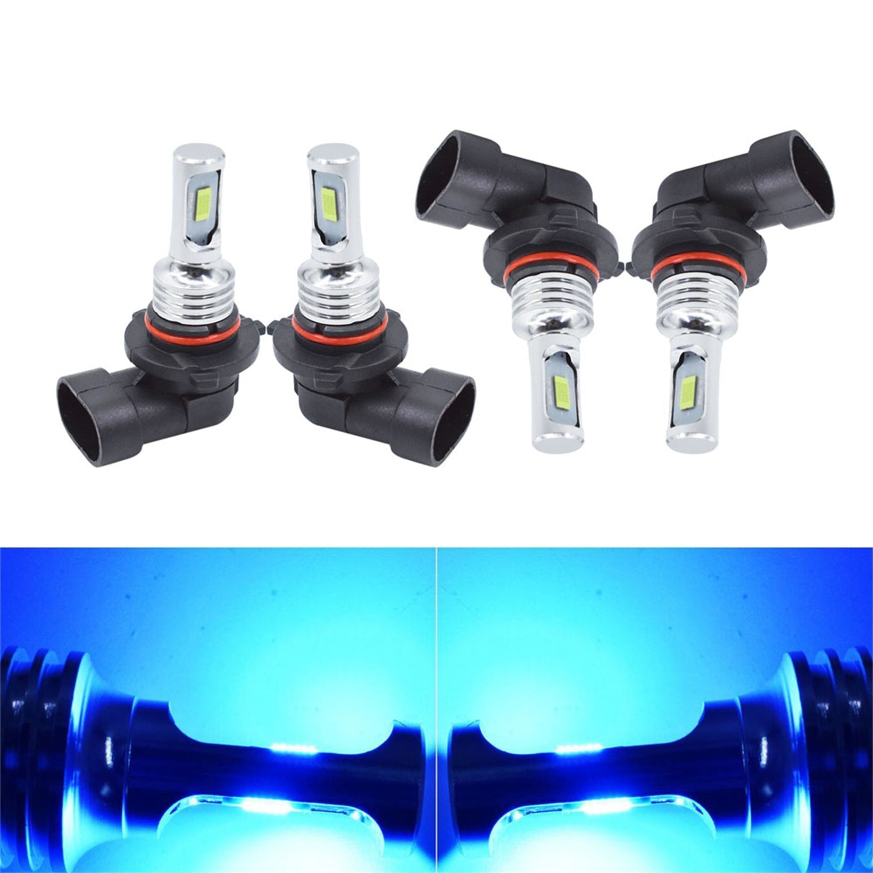 4 PSC Combo 9005 9006 LED Headlight Bulbs Kit High&Low Beam  35W 8000K