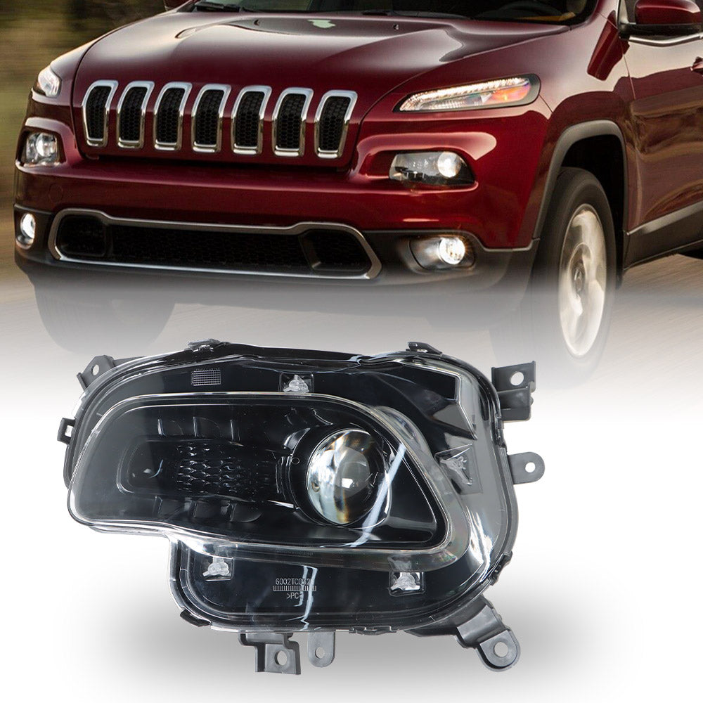 TOPPARTZ Left Headlights For 2014-2018 Jeep Cherokee Projector Black Halogen Type