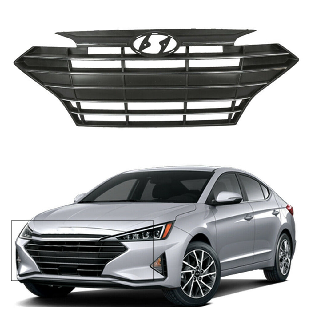 TOPPARTZ Front Grille Bumper For 2019 Hyundai Elantra Sedan Korea Black Plastic