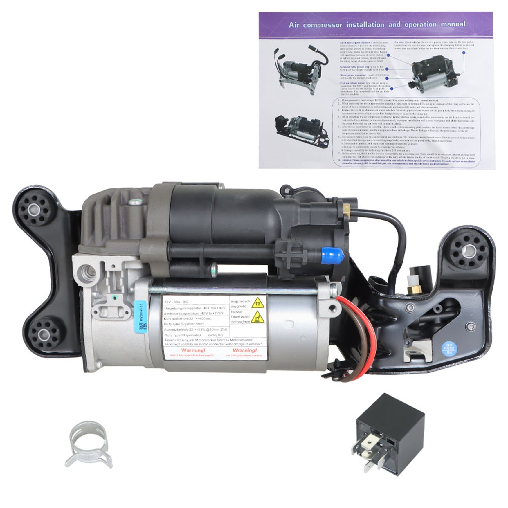 TOPPARTZ Air Suspension Compressor Pump w/Solenoid Valve Block Replacement for 2014-2018 BMW F15 X5 2015-2019 BMW F16 X6