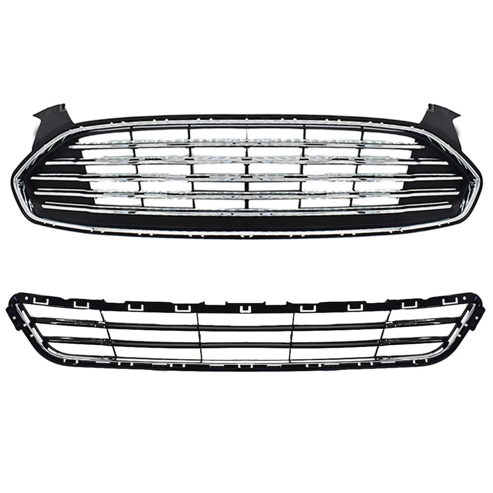 TOPPARTZ Front Radiator Grille Grill Upper+Lower Kit For Ford Fusion/Mondeo 2013-2016