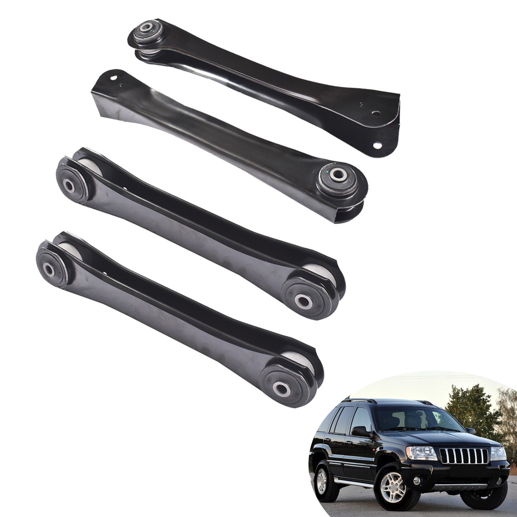 TOPPARTZ 4pc Front Lower & Upper Control Arm w/Bushing Assembly Replacement for Jeep Cherokee Comanche
