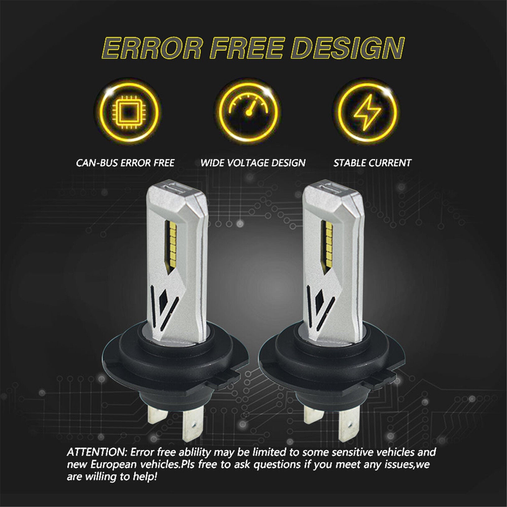 TOPPARTZ 2Pcs H7 LED Fog Light Bulbs,80W 1500LM 6000K White 300% Brighter Replacement for Halogen Fog Light Bulbs