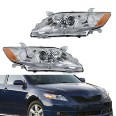 TOPPARTZ Pair Headlights Headlamps For 2007-2009 Toyota Camry Projector Chrome