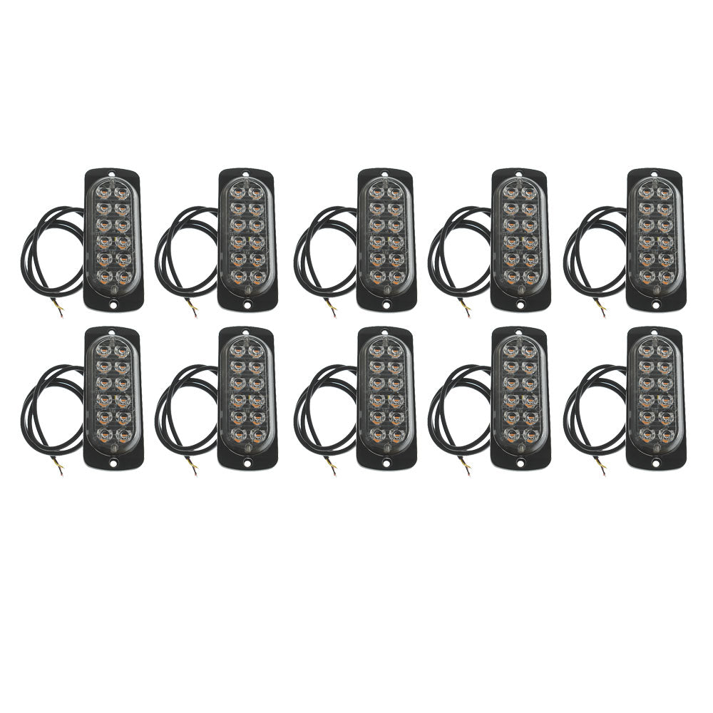 TOPPARTZ 10PCS 12v-24v Amber emergency strobe light LED surface mount flashing emergency warning light for truck car head