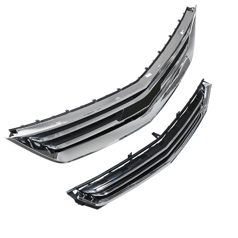 TOPPARTZ Front Grille For 2014-2020 Chevrolet Impala Black Chrome Upper Lower Plastic