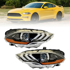 TOPPARTZ Right+Left Headlights For 2018-2020 Ford Mustang LED Clear Lens