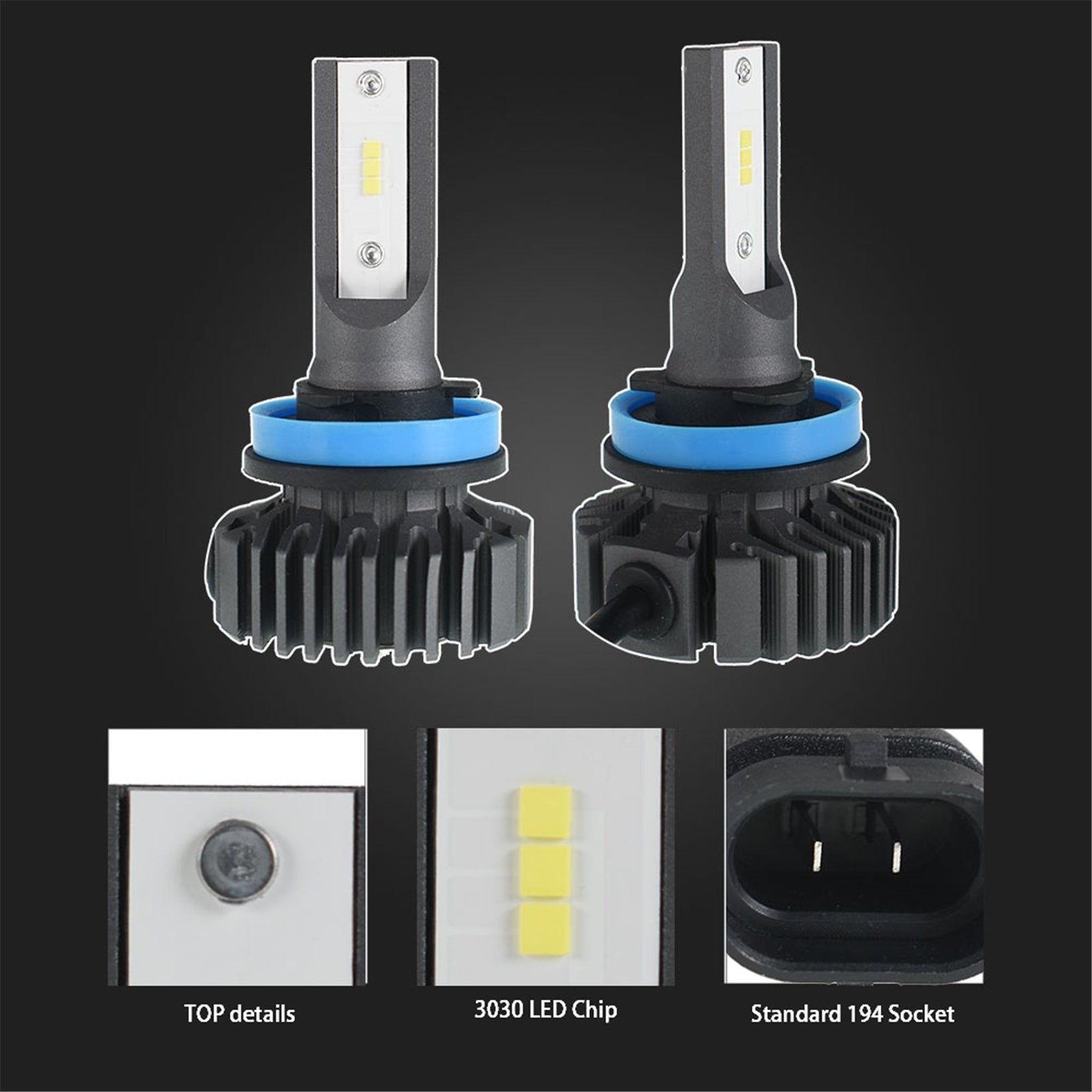 TOPPARTZ H8 H9 H11 LED Fog Light Bulbs,50W 12000LM 6000 White High brightness Headlights Bulbs Conversion Kit,Pack of 2