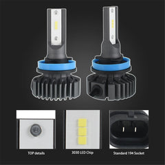 TOPPARTZ H8 H9 H11 LED Fog Light Bulbs,50W 12000LM 6000 White High brightness Headlights Bulbs Conversion Kit,Pack of 2