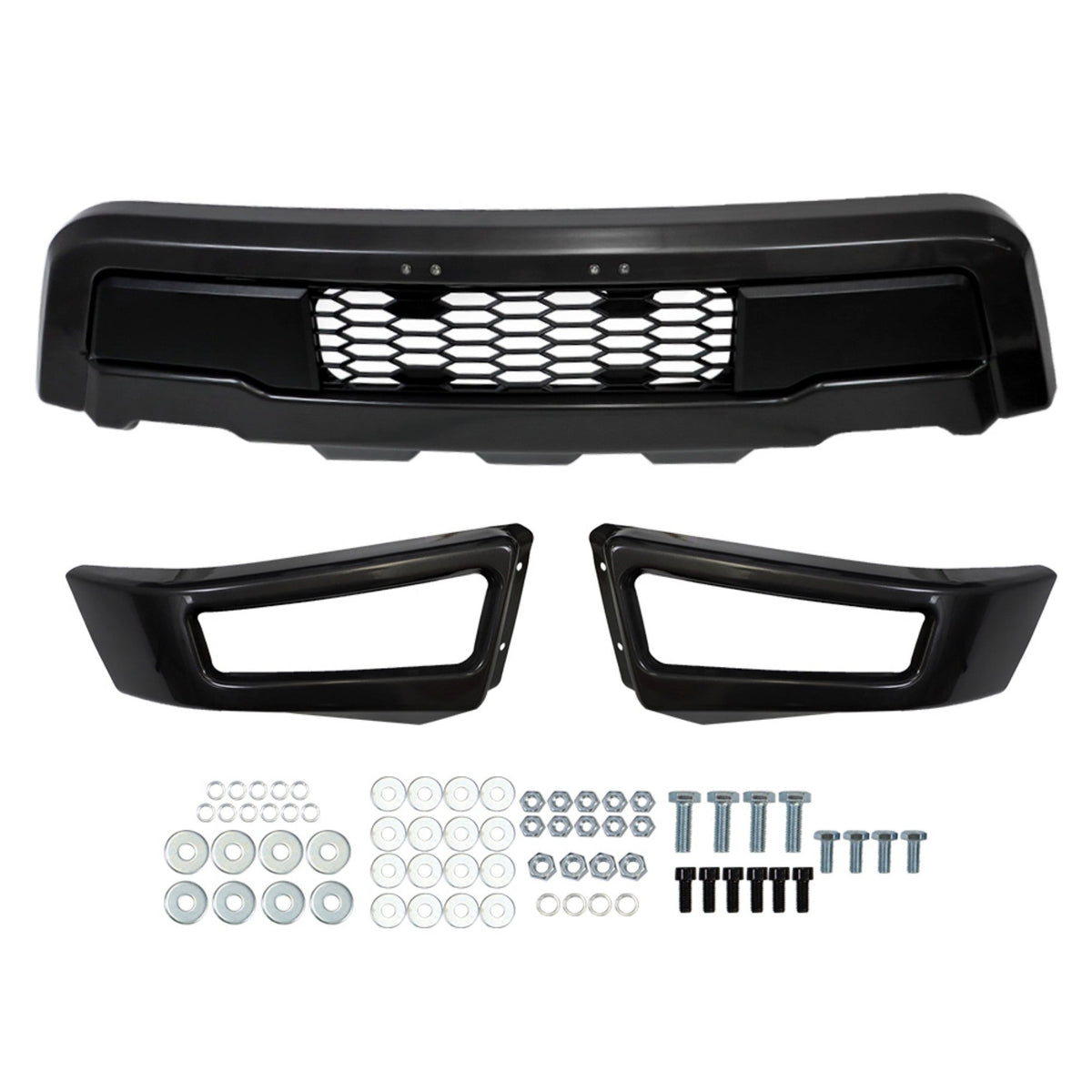 TOPPARTZ Painted Black Steel Front Bumper Assembly Kit Replacement for 2021 2022 F150 Raptor Style