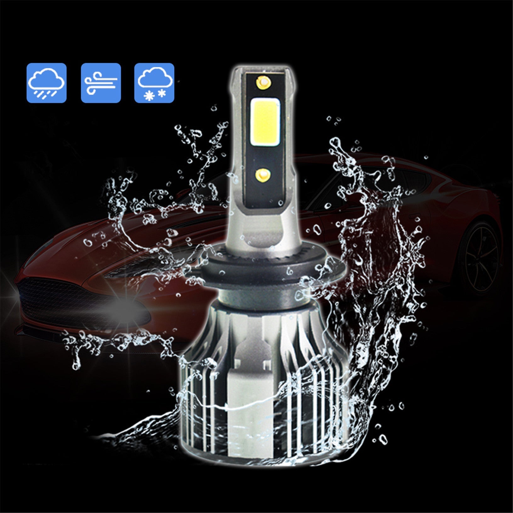 TOPPARTZ 2Pcs H7 LED Headlight Bulbs,72W 10000LM 6000K Cool White Super Bright Auto High Beam/Low Beam LED Headlight Conversion Kit