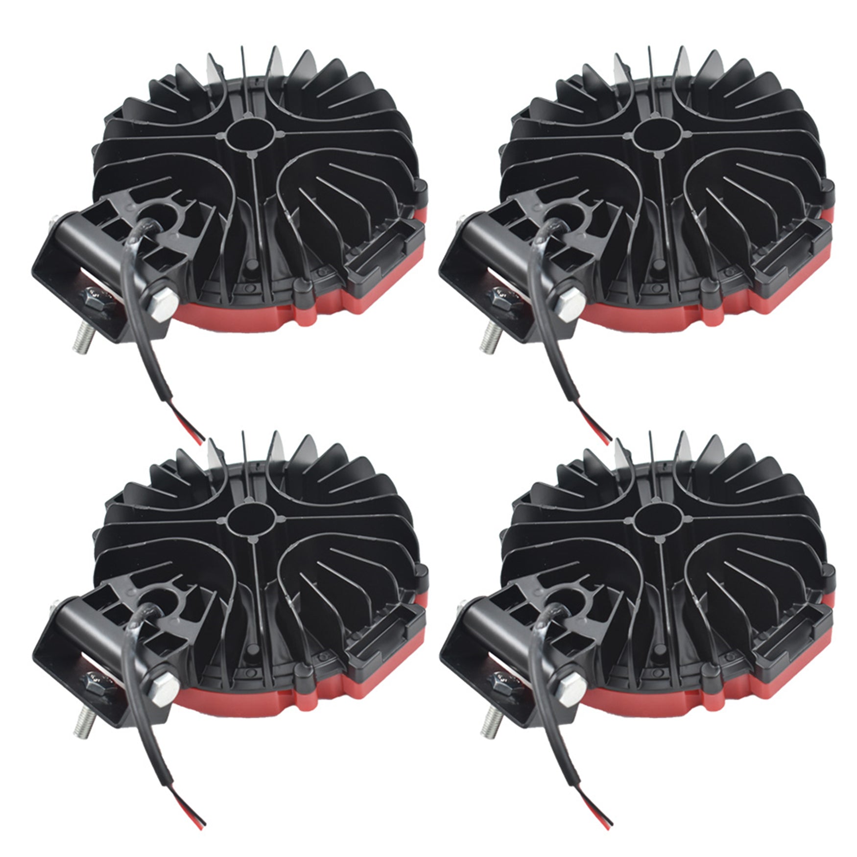 4x 7 Inch LED Pods Work Light Bar Red Round Driving Fog Headlight Truck Off Road