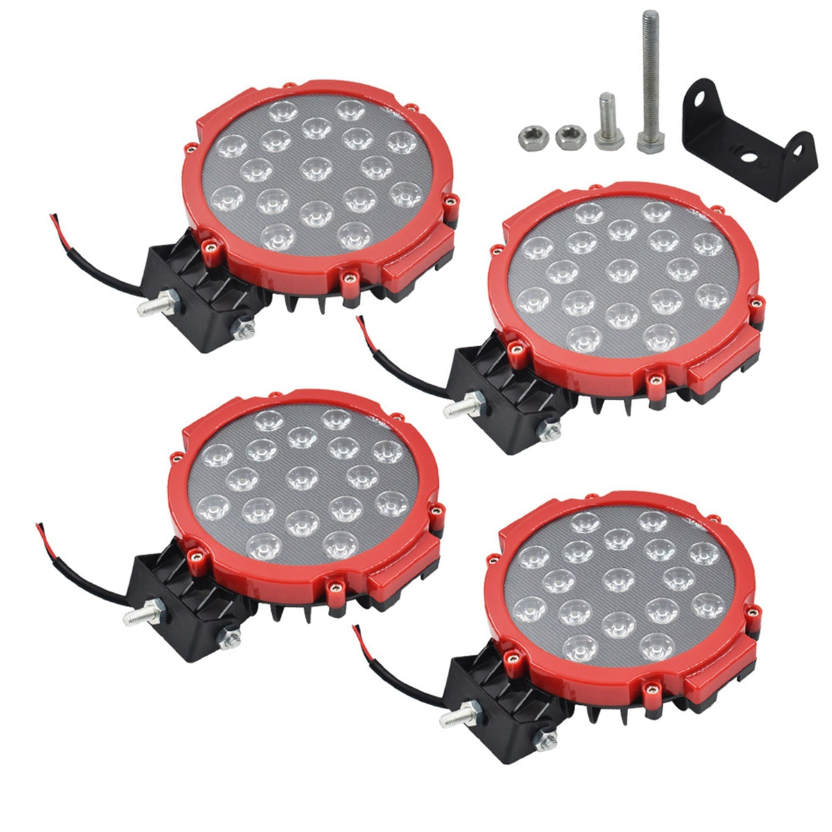 4x 7 Inch LED Pods Work Light Bar Red Round Driving Fog Headlight Truck Off Road
