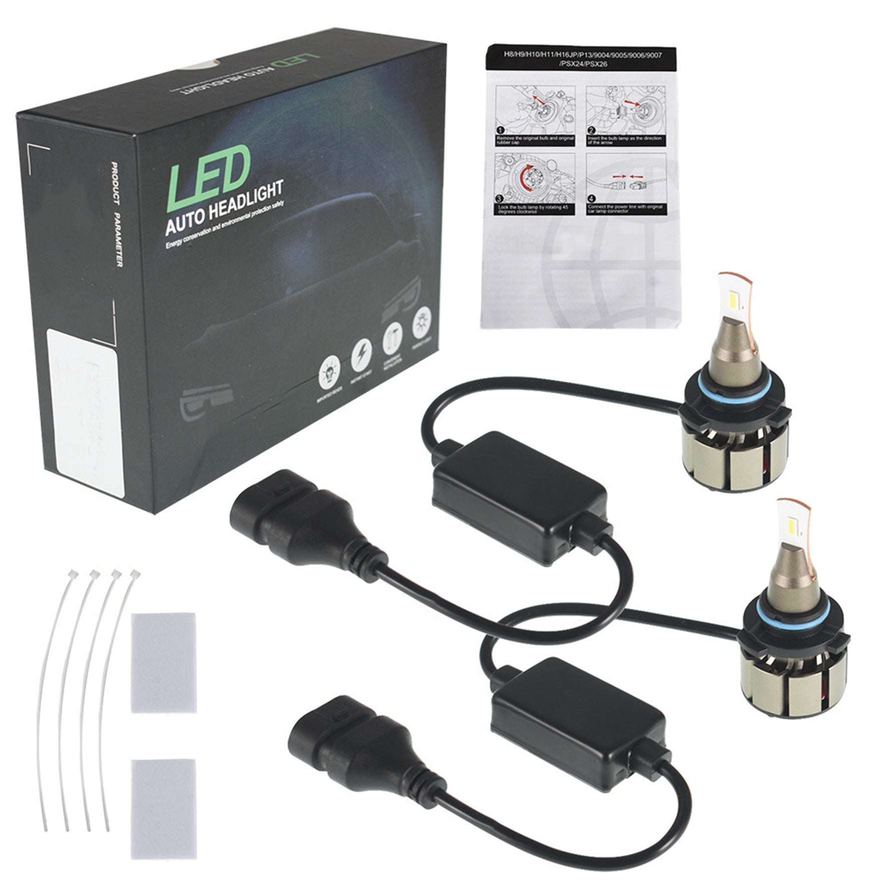 TOPPARTZ 9005/HB3 LED Headlight Bulbs 6000K Cool White 50W 8000 Lumens Super Bright Headlight Conversion Kit,Pack of 2