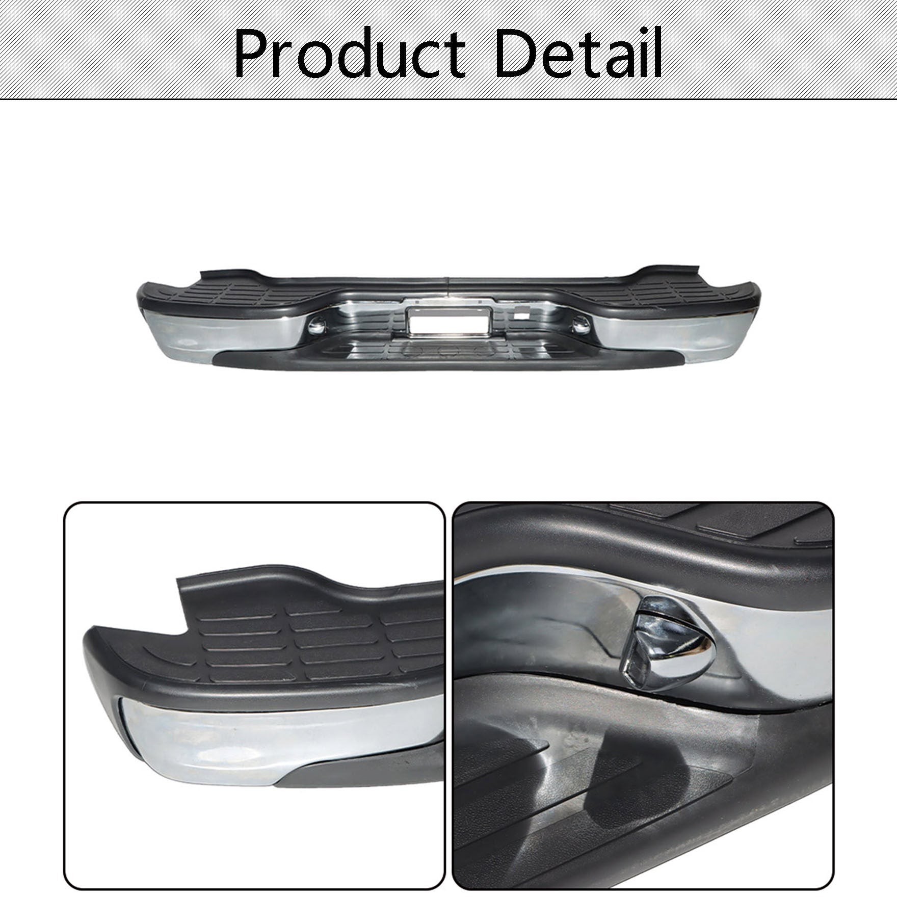 TOPPARTZ Chrome Steel Rear Step Bumper Assembly Replacement for 2000-2006 Chevy Tahoe Suburban Yukon XL GM1196101 GM1197101
