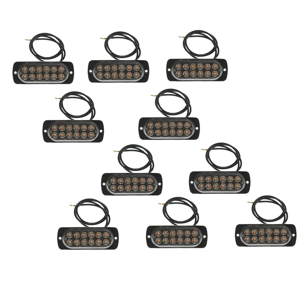 TOPPARTZ 10PCS 12v-24v Amber emergency strobe light LED surface mount flashing emergency warning light for truck car head