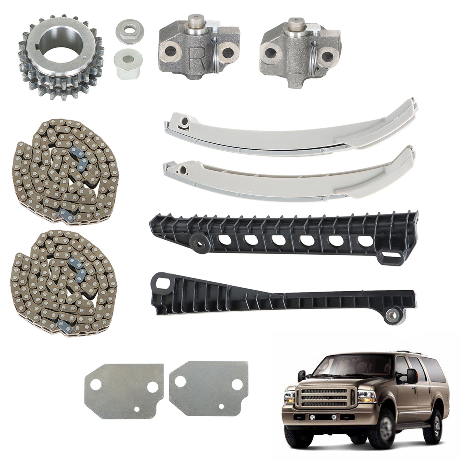 TOPPARTZ Timing Chain Kit with Crank Gear 5L3Z-6268-A Replacement for 1997-2011 Ford E150 E250 Excursion F150 F250 5.4L 6.8L