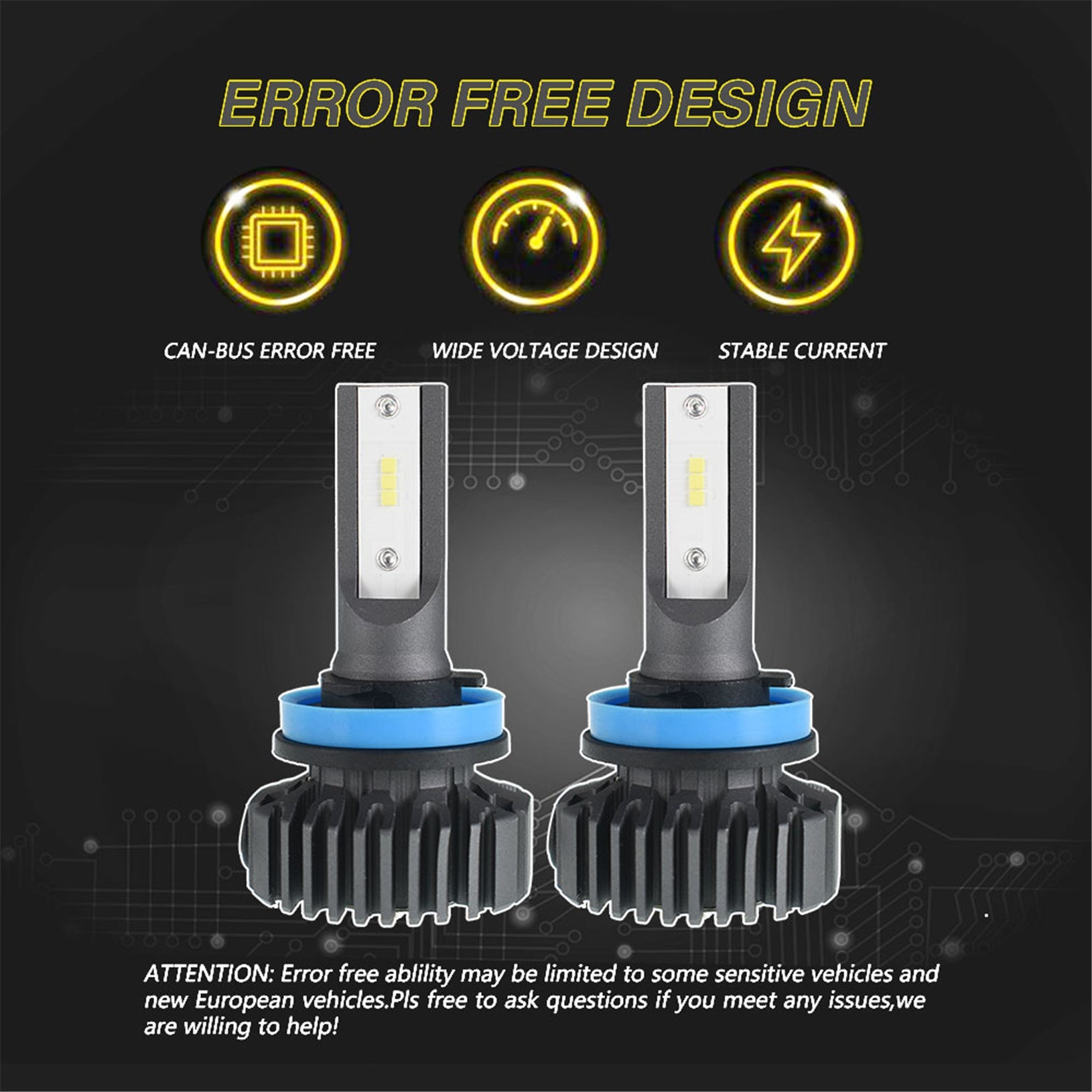 TOPPARTZ H8 H9 H11 LED Fog Light Bulbs,50W 12000LM 6000 White High brightness Headlights Bulbs Conversion Kit,Pack of 2