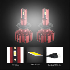 TOPPARTZ H7 LED Headlight Bulbs,10000LM 60W 6000K Cool White Super Bright All-in-One Headlight Conversion Kit,Pack of 2