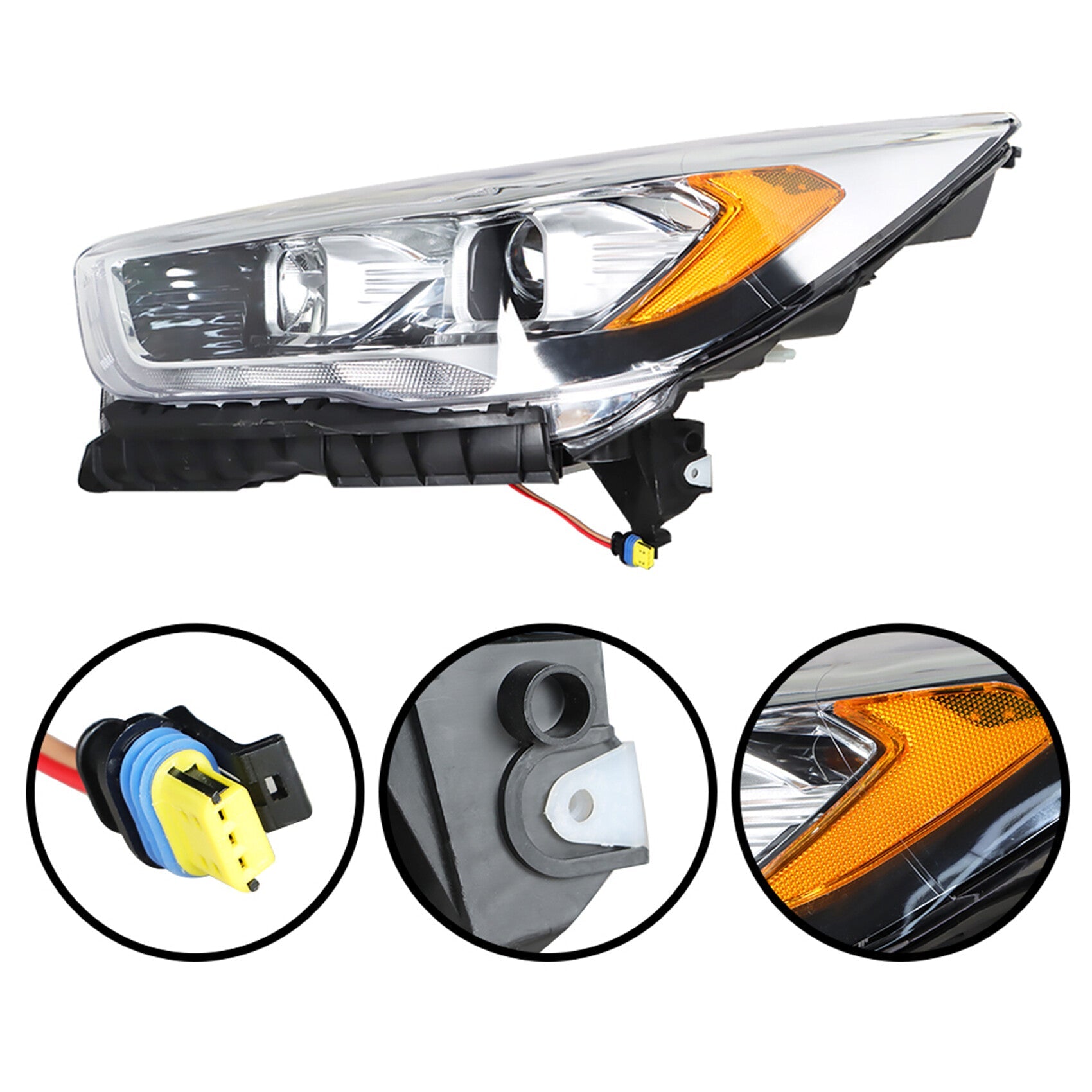 TOPPARTZ HID Headlights Assembly Replacement for 2017 2018 2019 Ford Escape Projector Headlamp Driver Side
