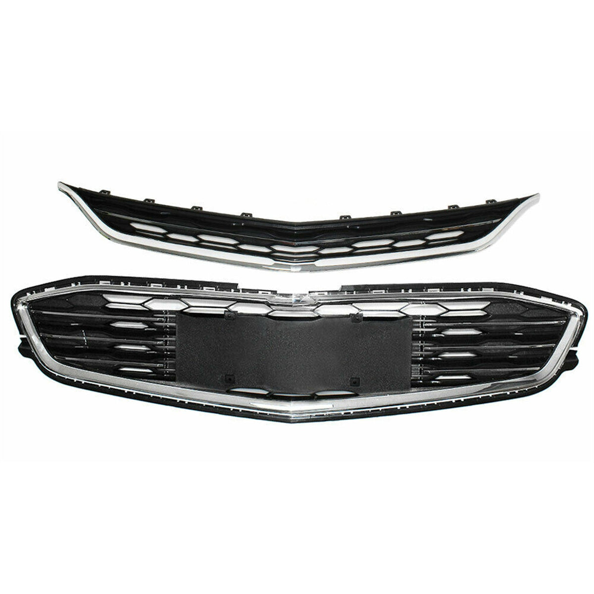 TOPPARTZ Front Bumper Upper&Lower Grille For Chevy Malibu 2016-2018 Black Plastic Trim