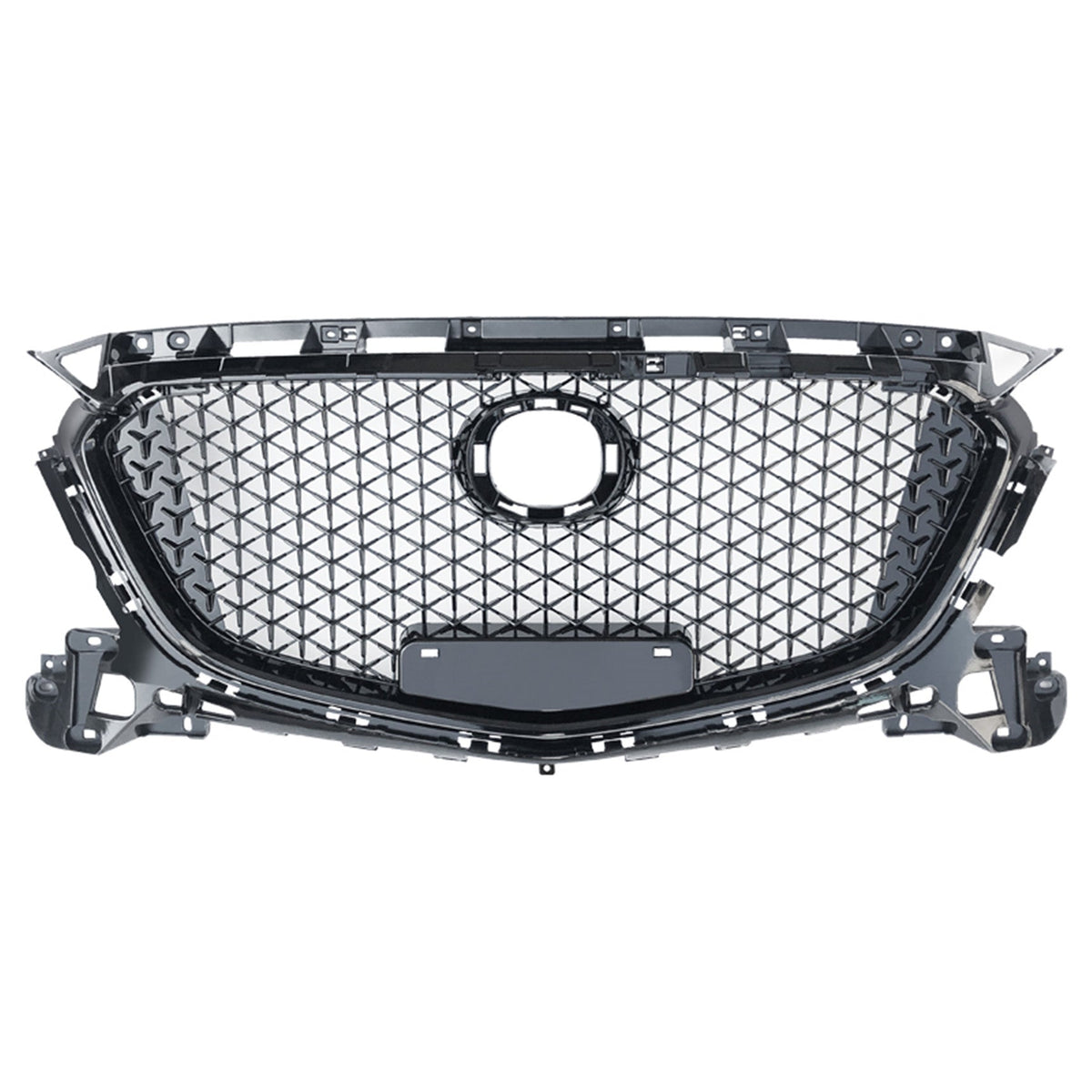 TOPPARTZ Front Bumper Upper Grille Honeycomb Grill For 2017 2018 Mazda 3 Axela W/o Sensor Hole